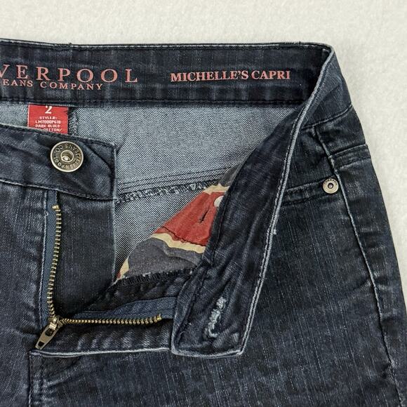 Liverpool Womens Michelles Capri Dark Blue Leopard Print Stretch Denim Size 2 - Picture 10 of 14